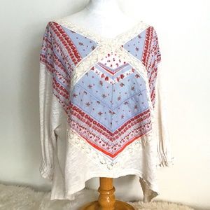 Free People Women’s S Peasant Style Patchwork Top